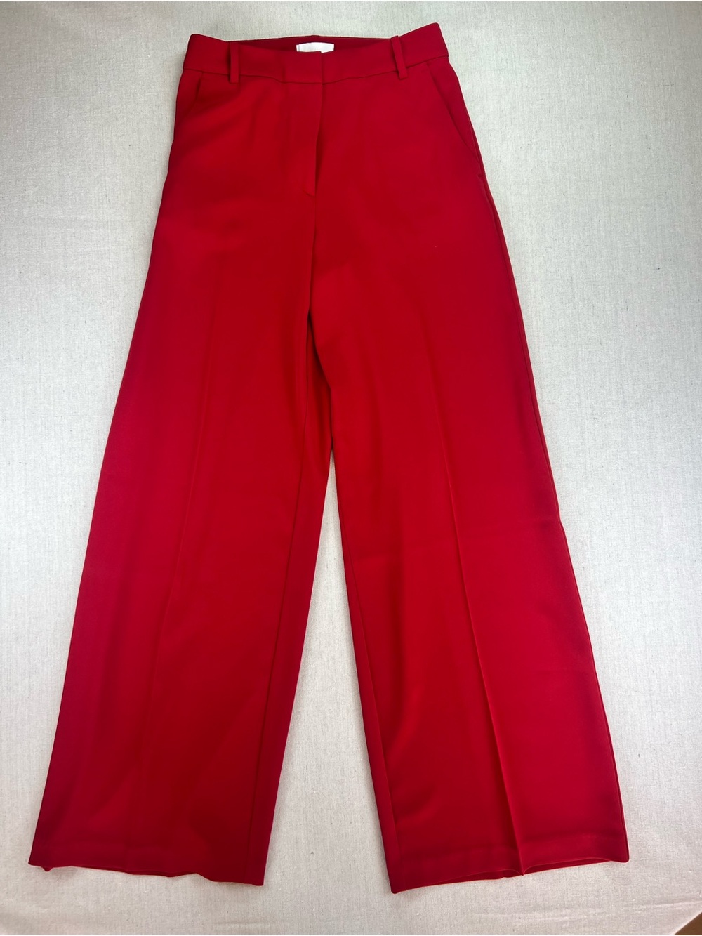 Women’s Red Business Casual Sleek Flat Front Wide Leg High-Rise Pants -Size 4